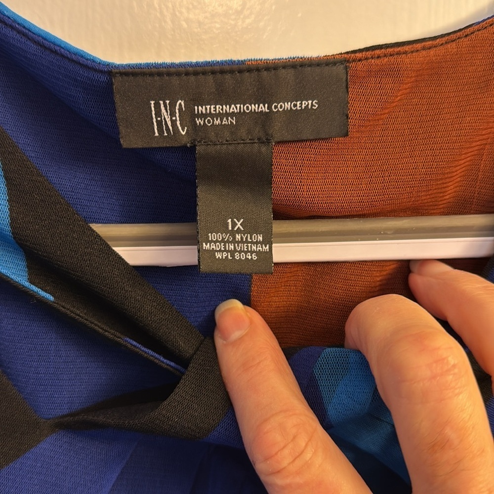 INC International Concepts Blue and Orange Blouse - Picture 3 of 6